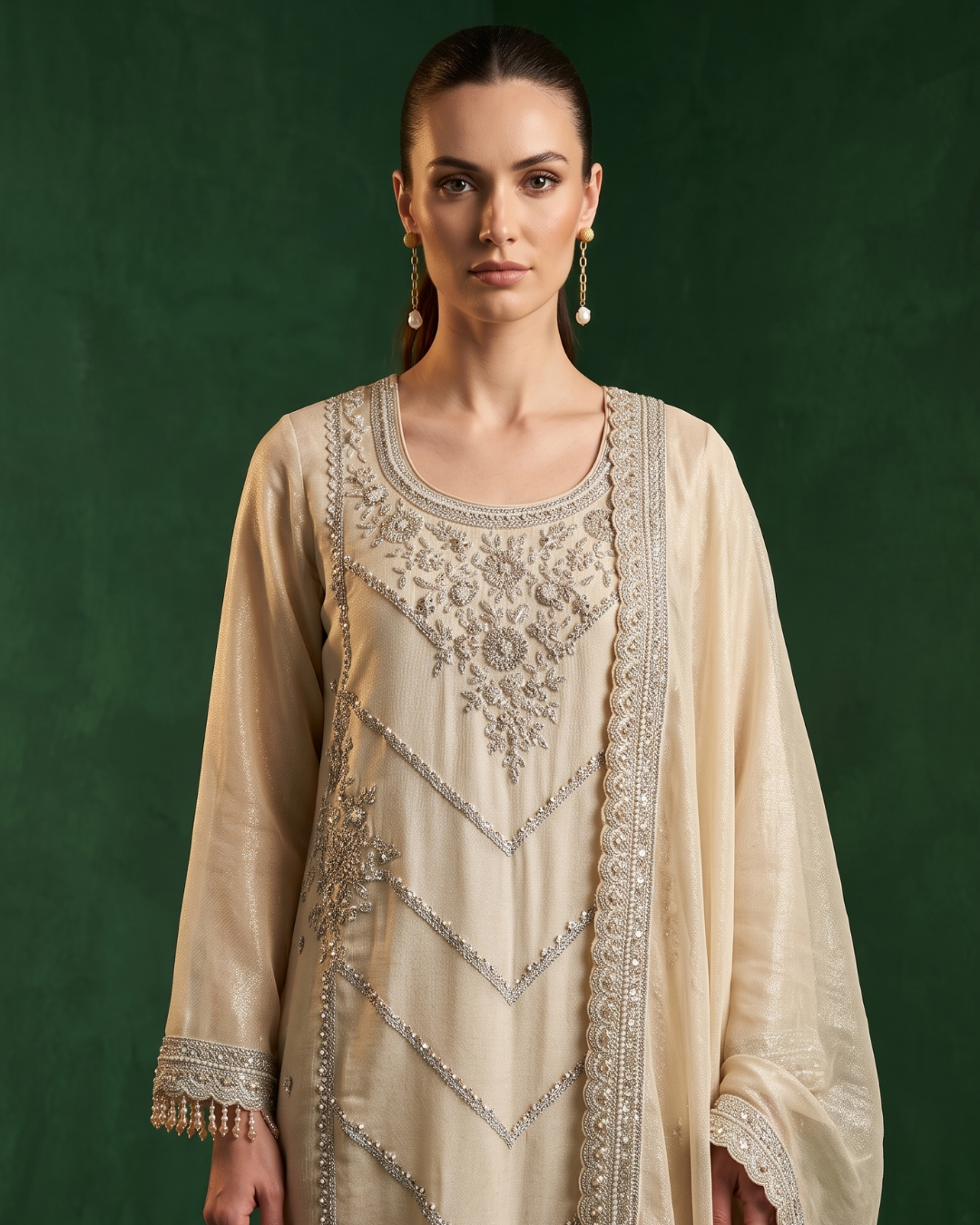 Basanti Kapde Aur Koffee - Pearl Cascade Embroidered Dhoti Set From Suits & Shararas