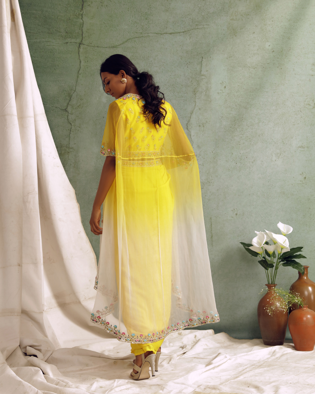 Priyanka Jain - Crop Top With Draped Skirt And Cape From Love Of Tomorrow