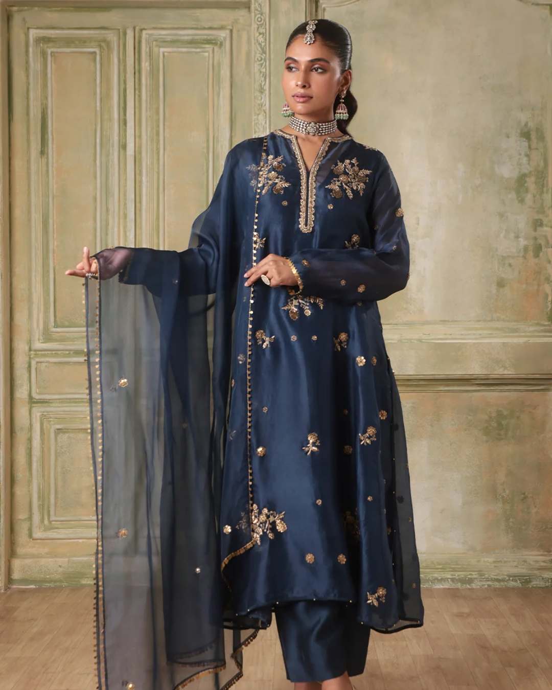 Niti Bothra - Zar-Rang Blue Phool Kurta Set