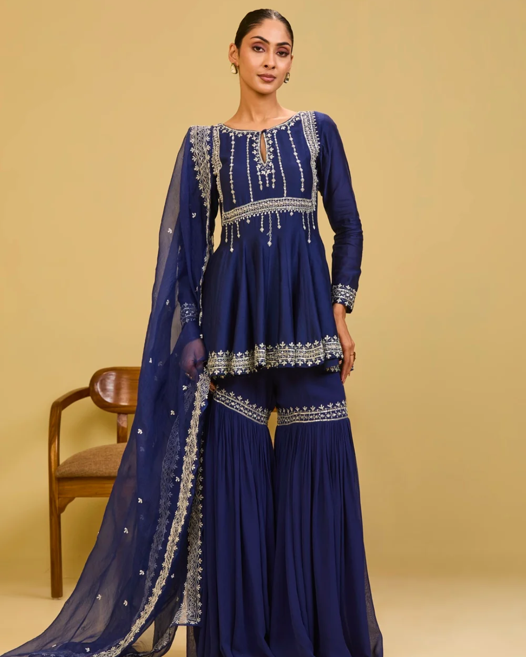 Esha Koul - Blue Peplum Set From Naaz