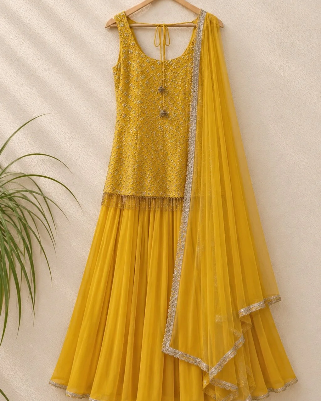 Anisha Shetty - Mango Yellow Sharara Set