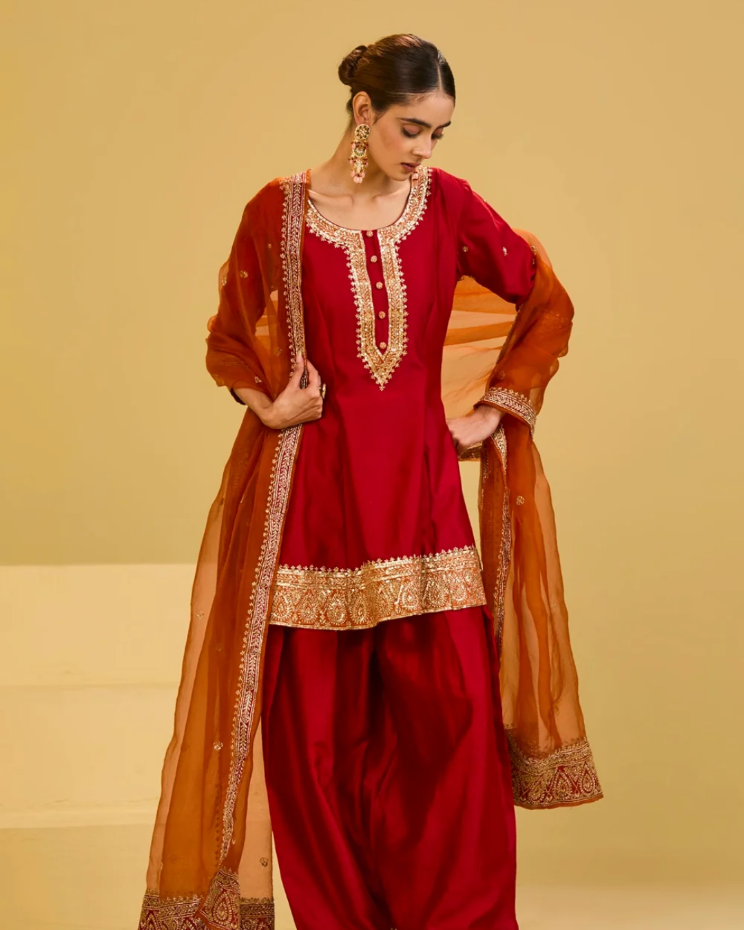 Esha Koul - Red & Orange Salwar Set From Naaz