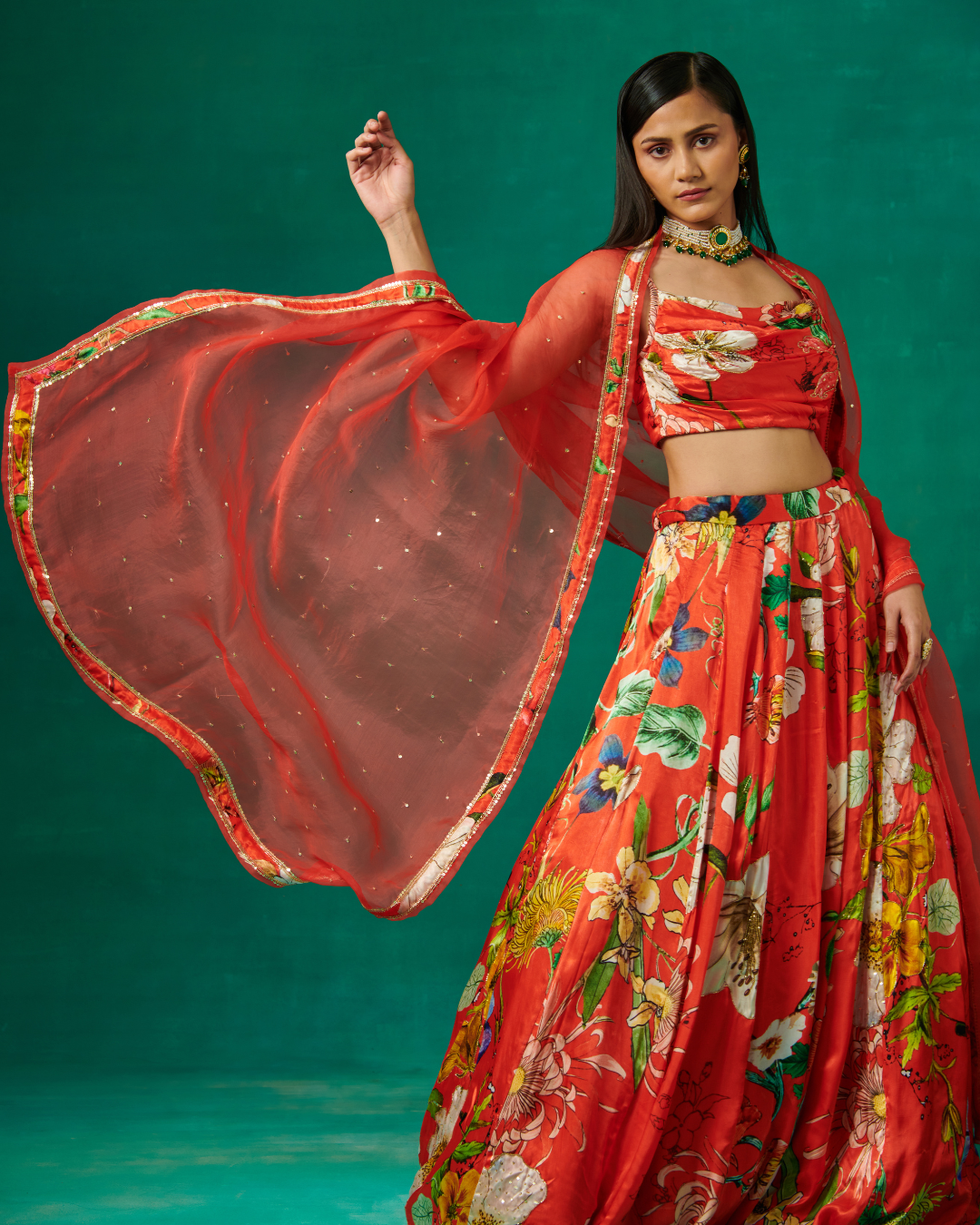 Sonali Bansal - Orange lehenga and blouse set with dupatta From Bageecha