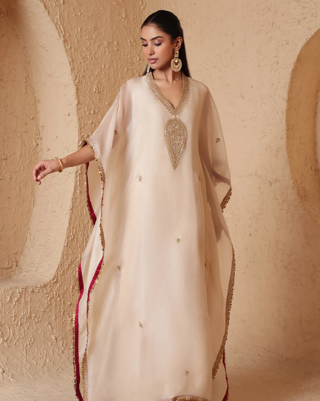 Niti Bothra -  Mehrang Ivory Kaftan Set