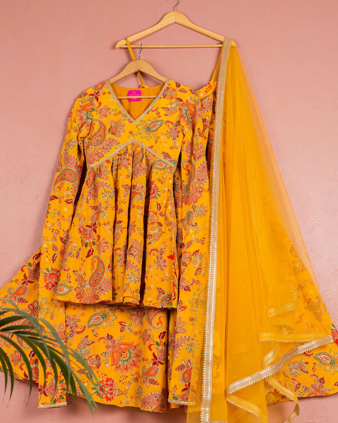 Anisha Shetty - Yellow Bloom Printed Kurta Sharara  Set