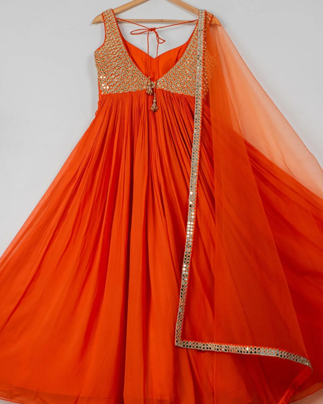 Anisha Shetty - Persimmon Anarkali Set From Rangin