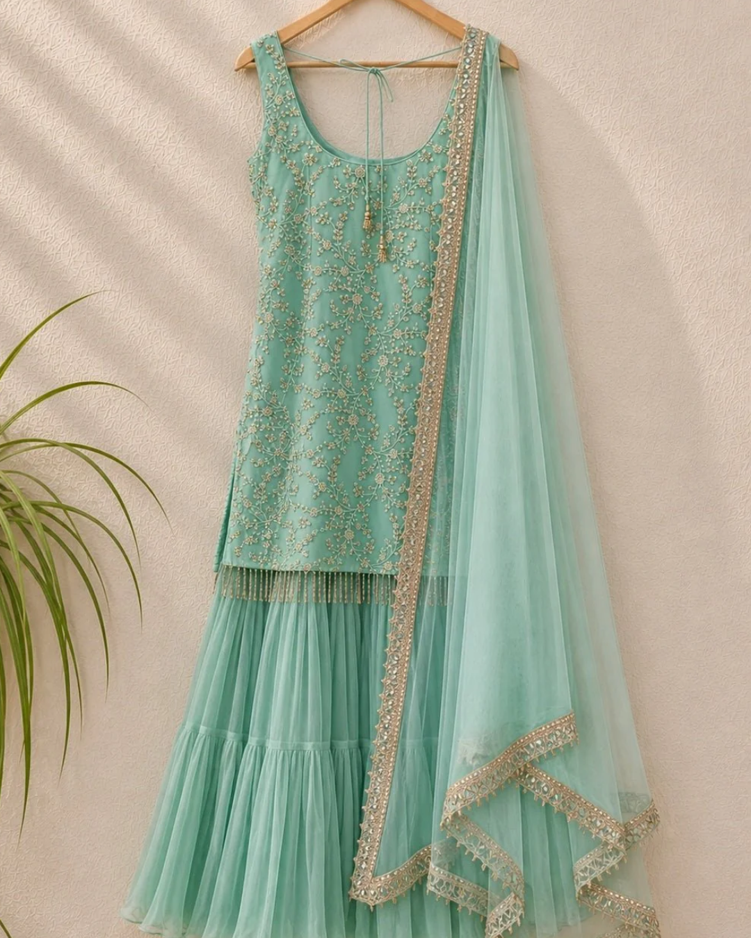 Anisha Shetty - Mint Green Sharara Set