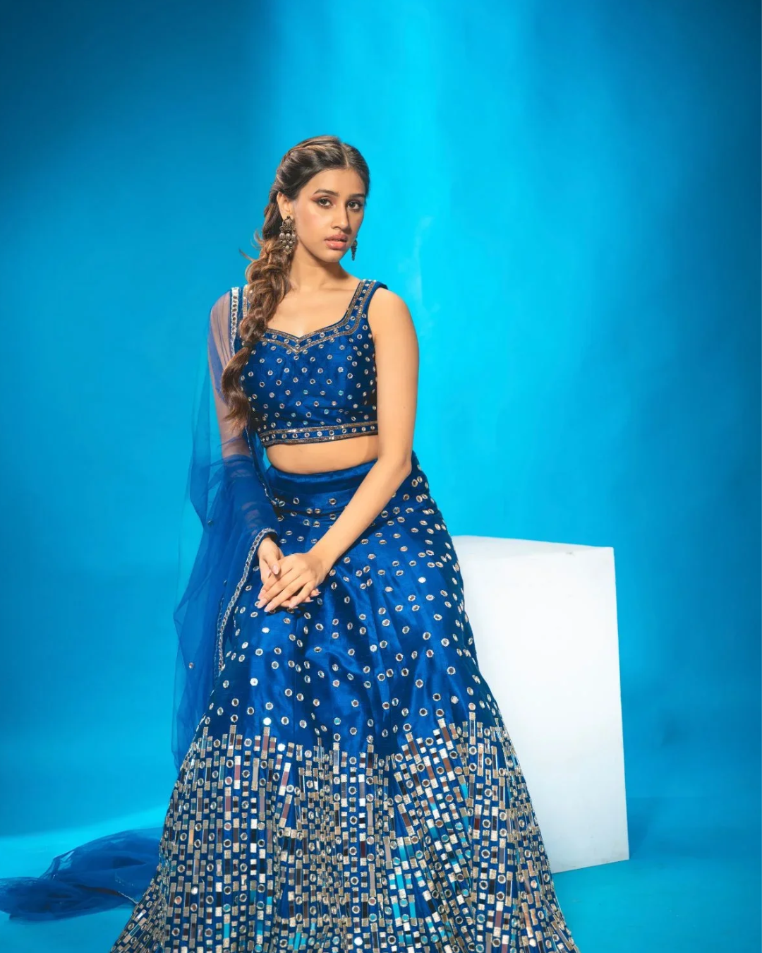 Anisha Shetty - Azure Blue Lehenga Set From Rangin