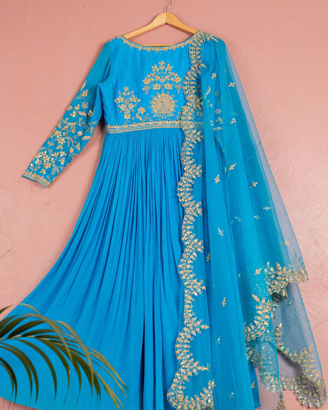 Anisha Shetty - Capri Blue Gota Anarkali Set