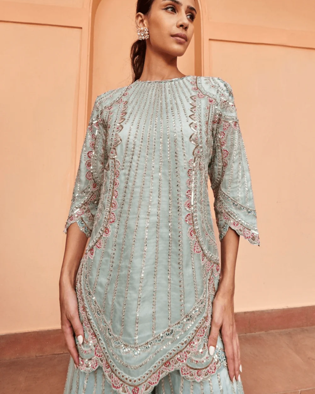 Osaa By Adarsh - Pastel Blue Embroidered Sharara From RASM