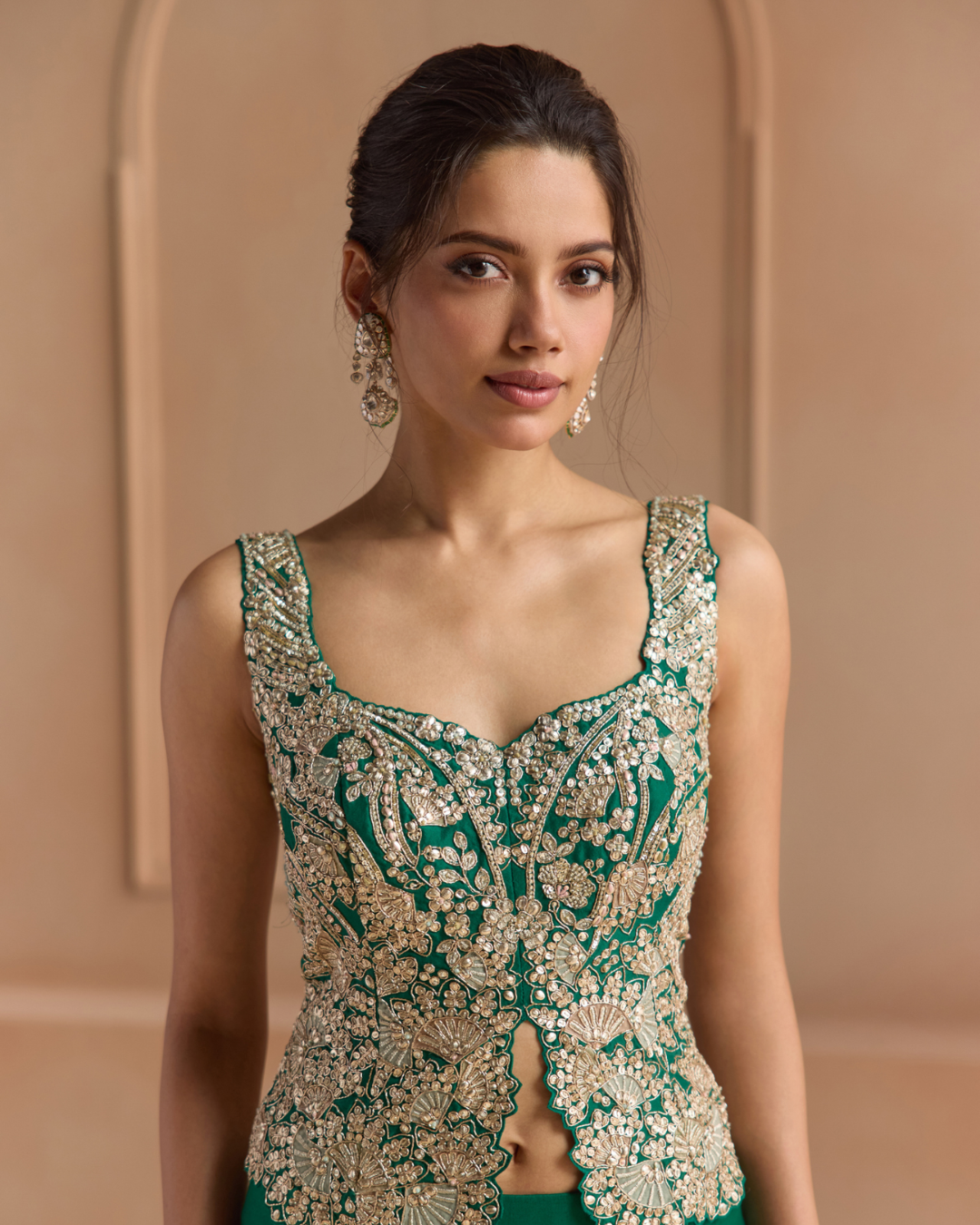 Osaa By Adarsh - Jewel Green Embroidered Top & Garara Set From Off The Record