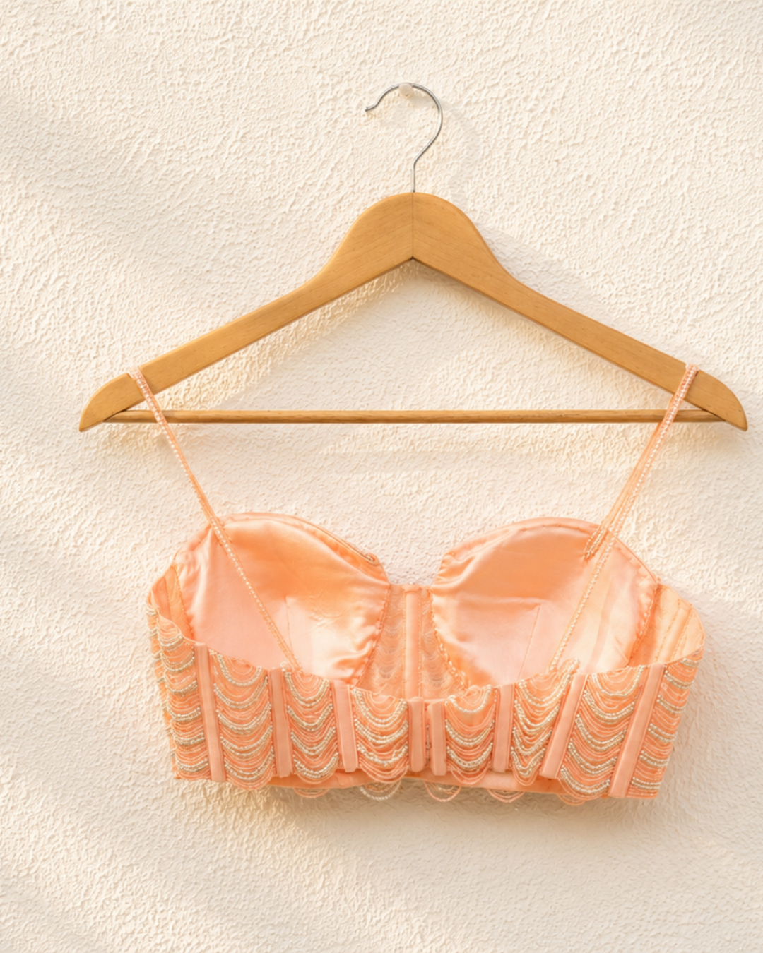 Anisha Shetty - Peach Pearl And Cutdana Blouse With Goergette Sharara