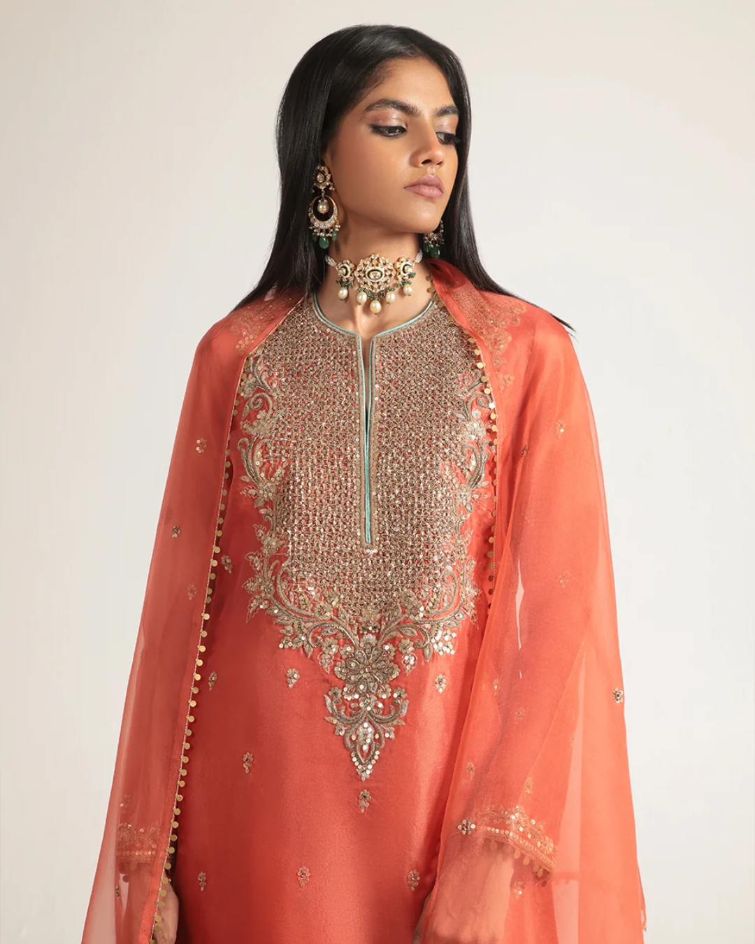 Niti Bothra - Zar-Rang Orange Long Kurta Set