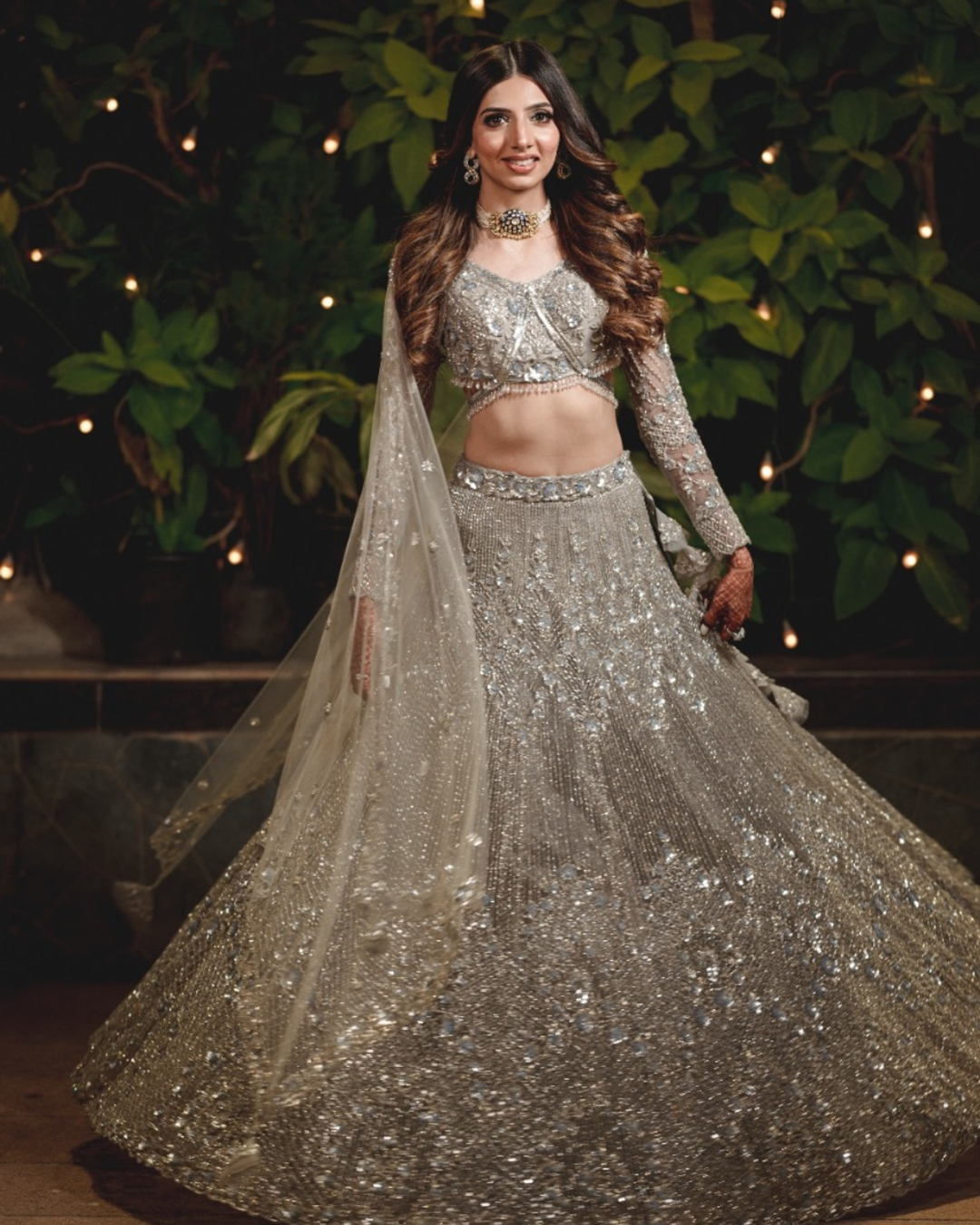Isa by Dolly Wahal - Ash Grey Lehenga Set From Athena