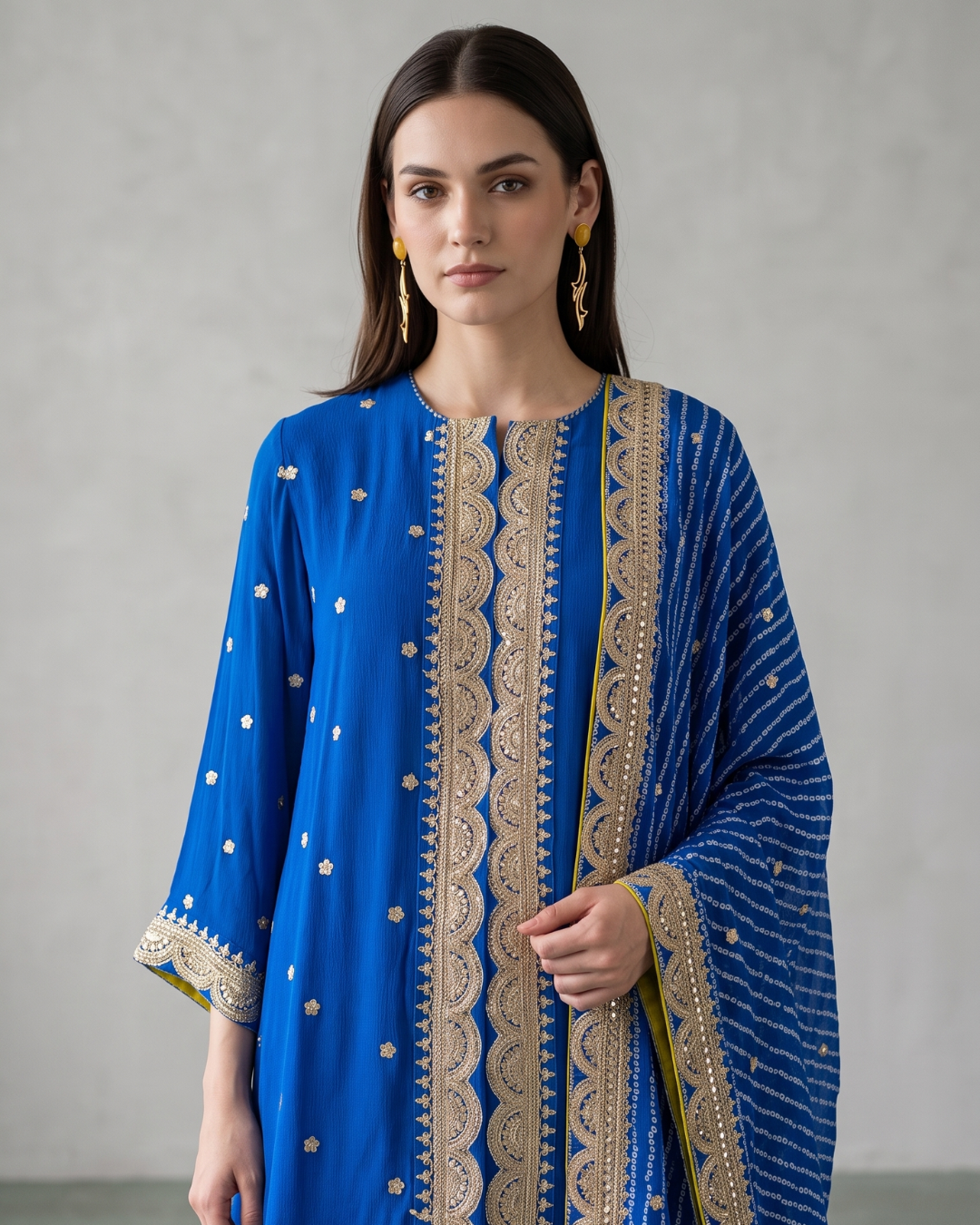 Basanti Kapde Aur Koffee - Cobalt Blue Embroidered Sharara Set From Suits & Shararas