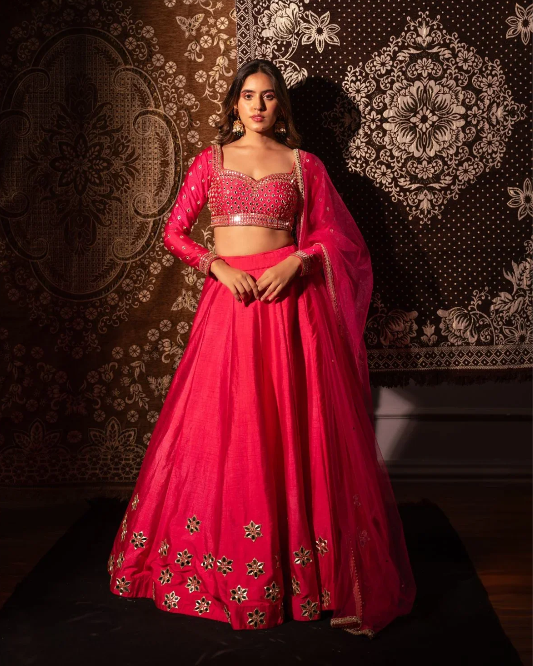 Anisha Shetty - Rasberry Pink Lehenga Set From Rangin
