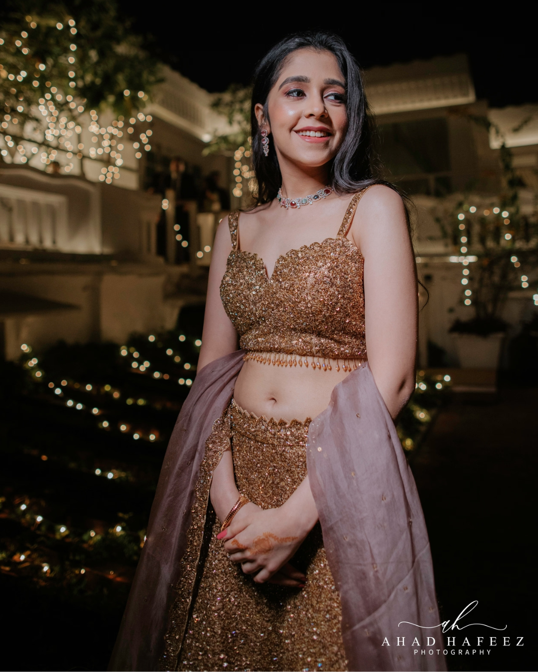 Isa by Dolly Wahal - Gold Sequin Lehenga Set From Athena