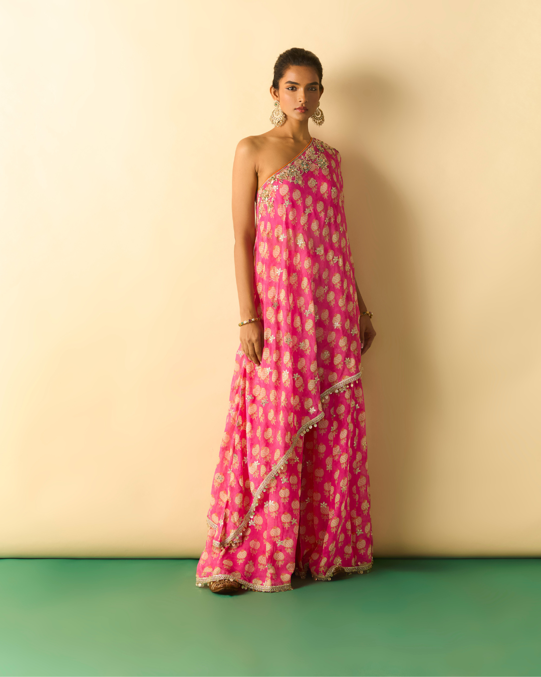 Gopi Vaid - Dia One Shoulder Set From Chaar Bagh