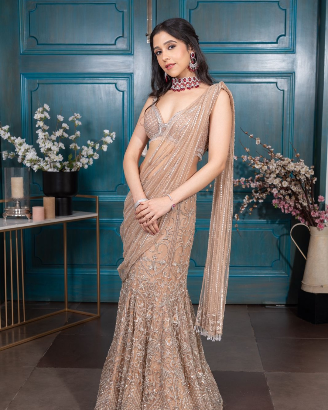 Isa by Dolly Wahal - Sunset Gold Saree From Athena