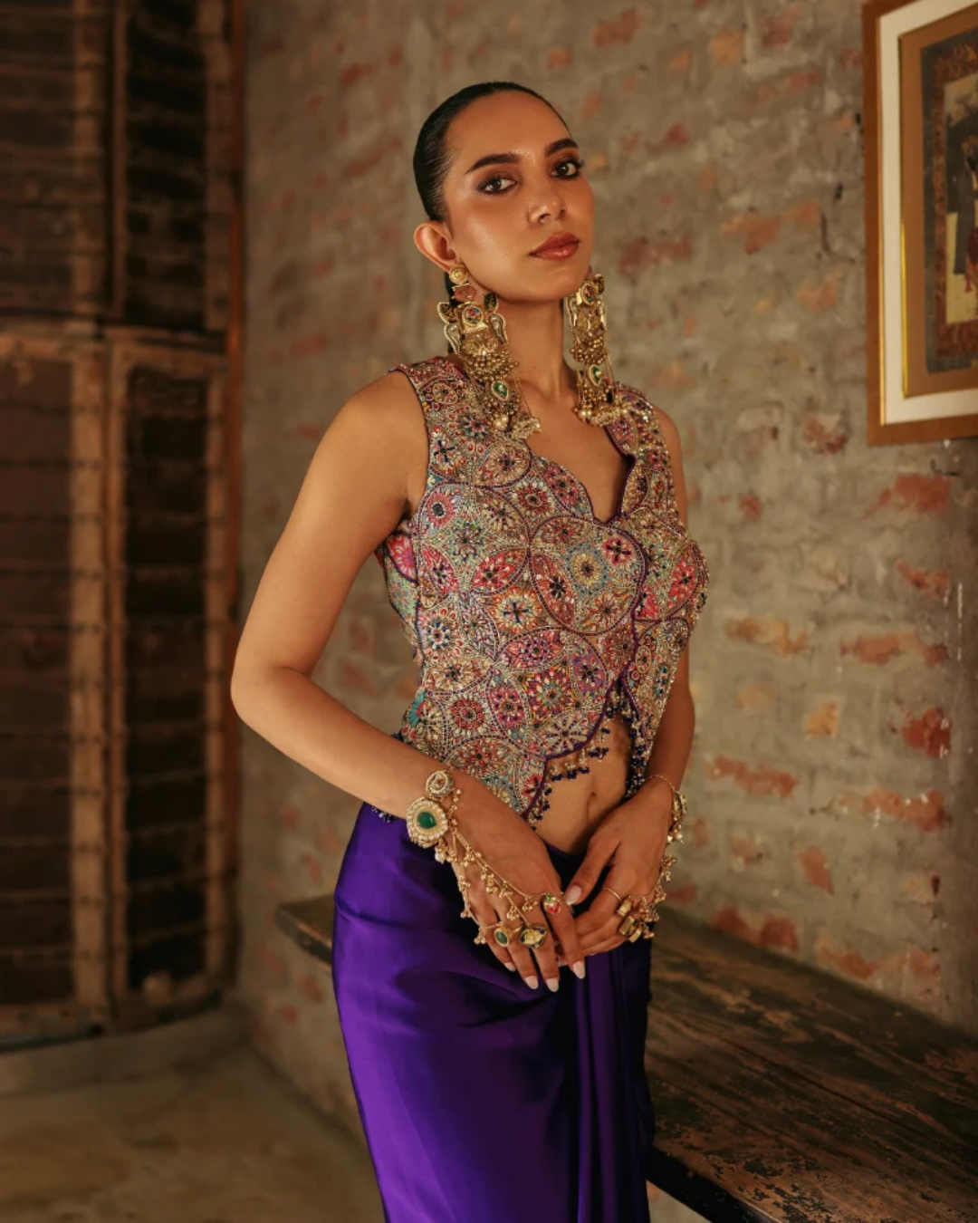 Label Moni K - Mandala Waistcoat Drape Set From Naqsh
