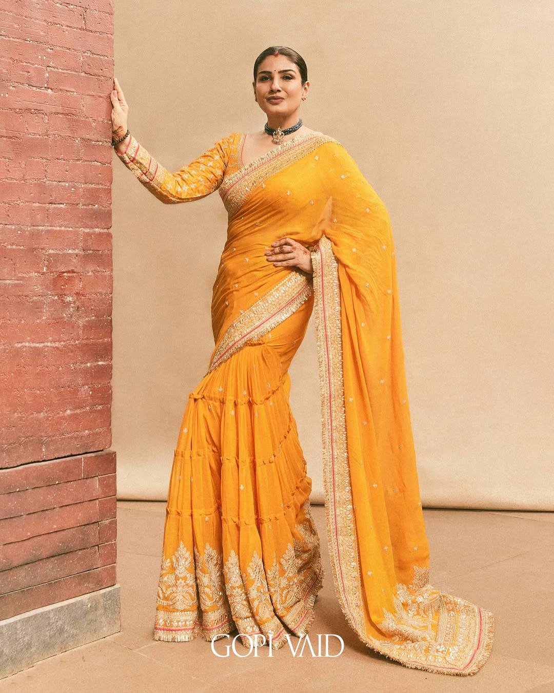 Gopi Vaid - Raveena Tandon in Dilruba Saree Set From Nizaam