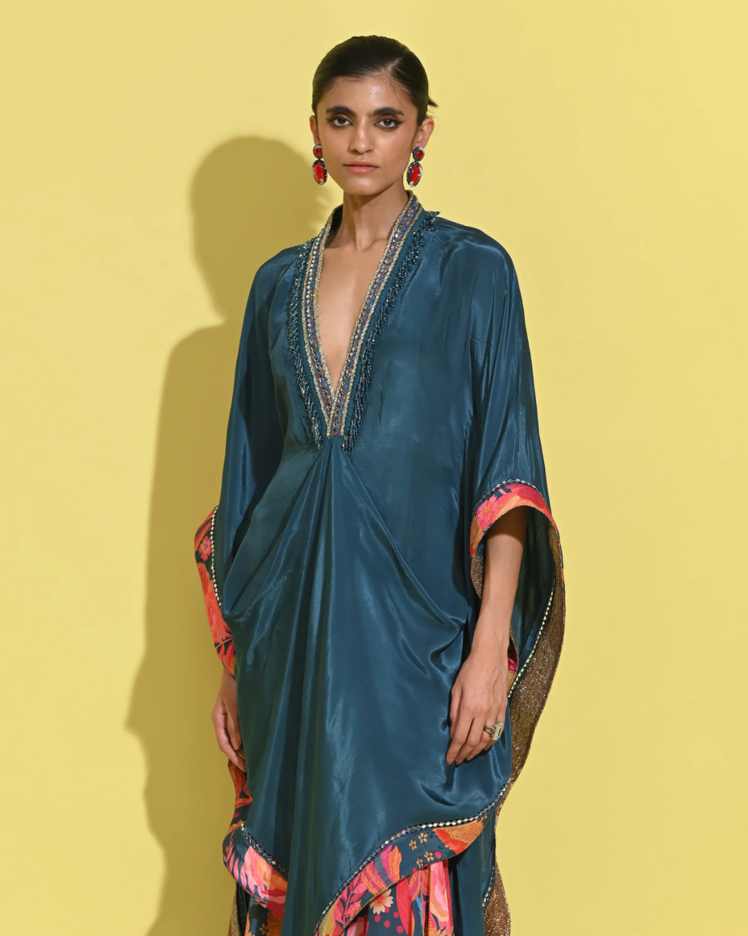 Rishi and Vibhuti - Teal Kaftan Set From Tamasha