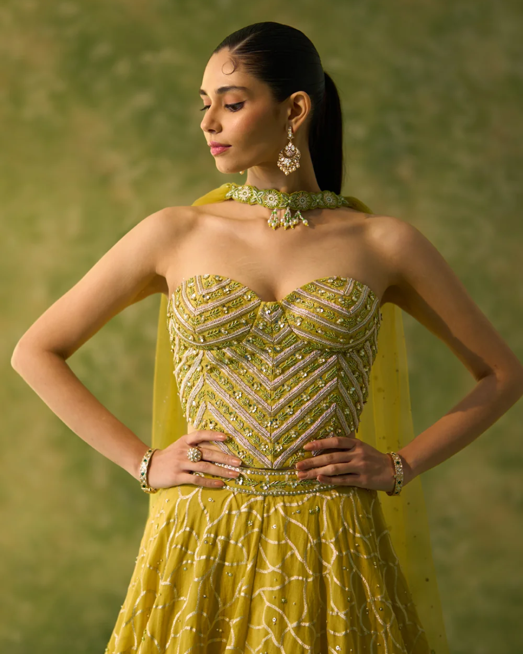 Prevasu - Brocade Chanderi Yellow Lehenga From Silsila
