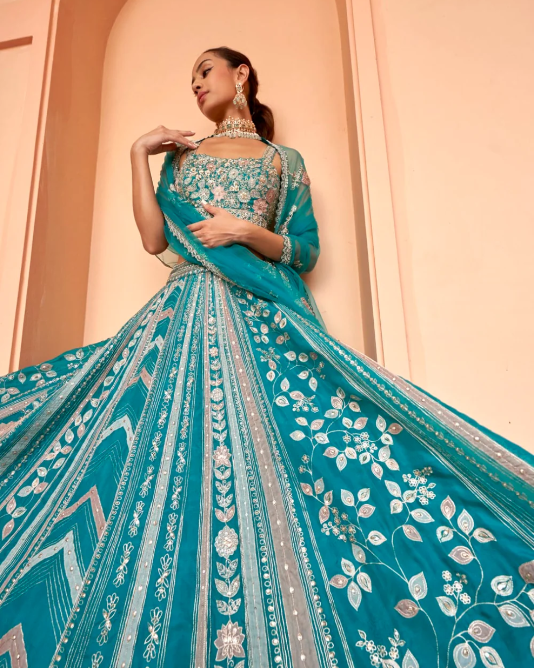 Osaa By Adarsh - Pine Linear Lehenga From RASM