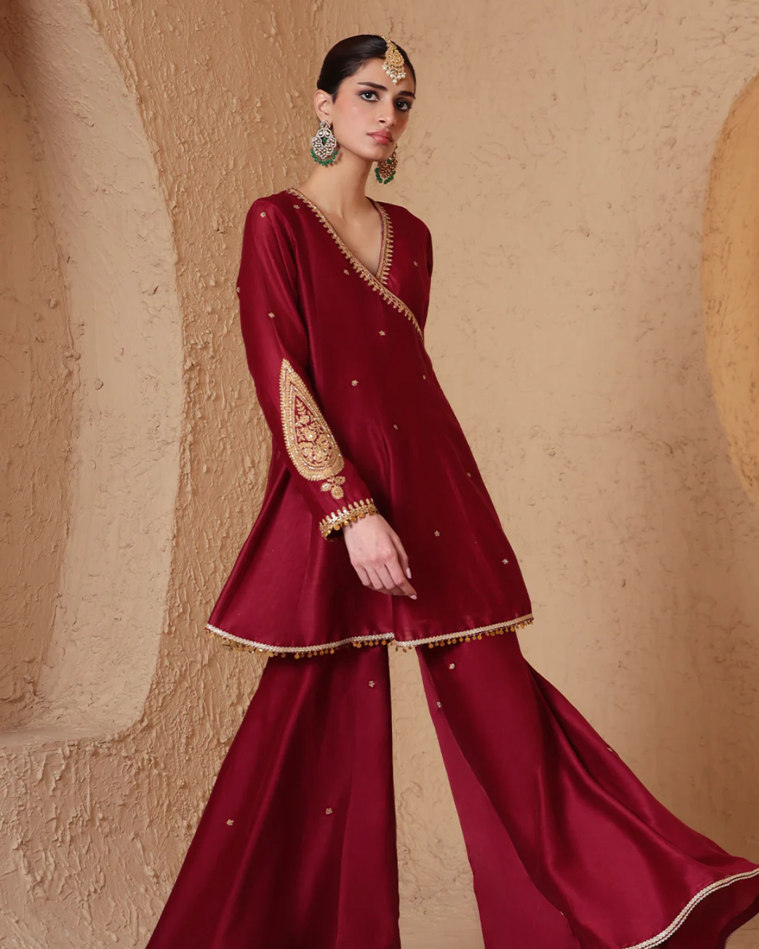 Niti Bothra - Mehrang Maroon Angrakha Sharara Set