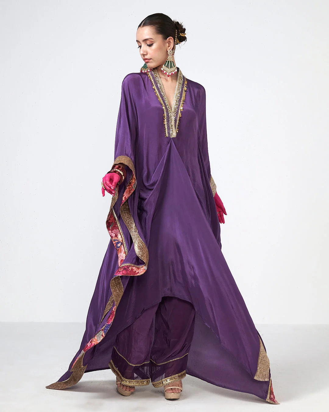 Rishi and Vibhuti -  Jamun Kaftan Set From Gulon Ke Rang
