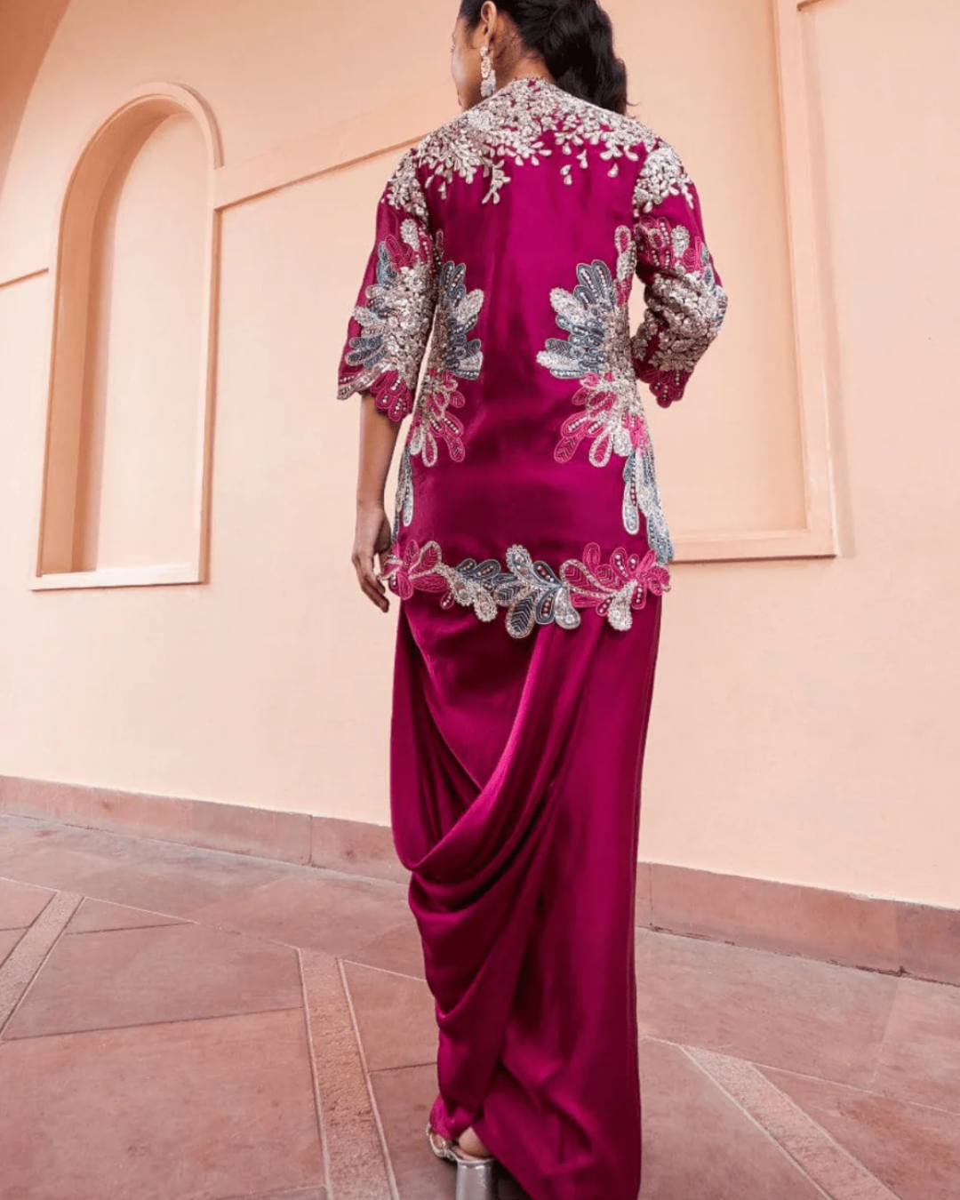 Osaa By Adarsh - Sangria Plum Embroidered Jacket Set From RASM