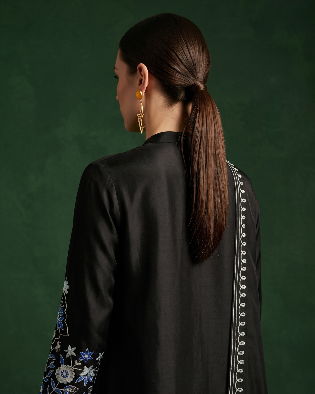 Basanti Kapde Aur Koffee - Midnight Bloom Embroidered Suit Set From Suits & Shararas