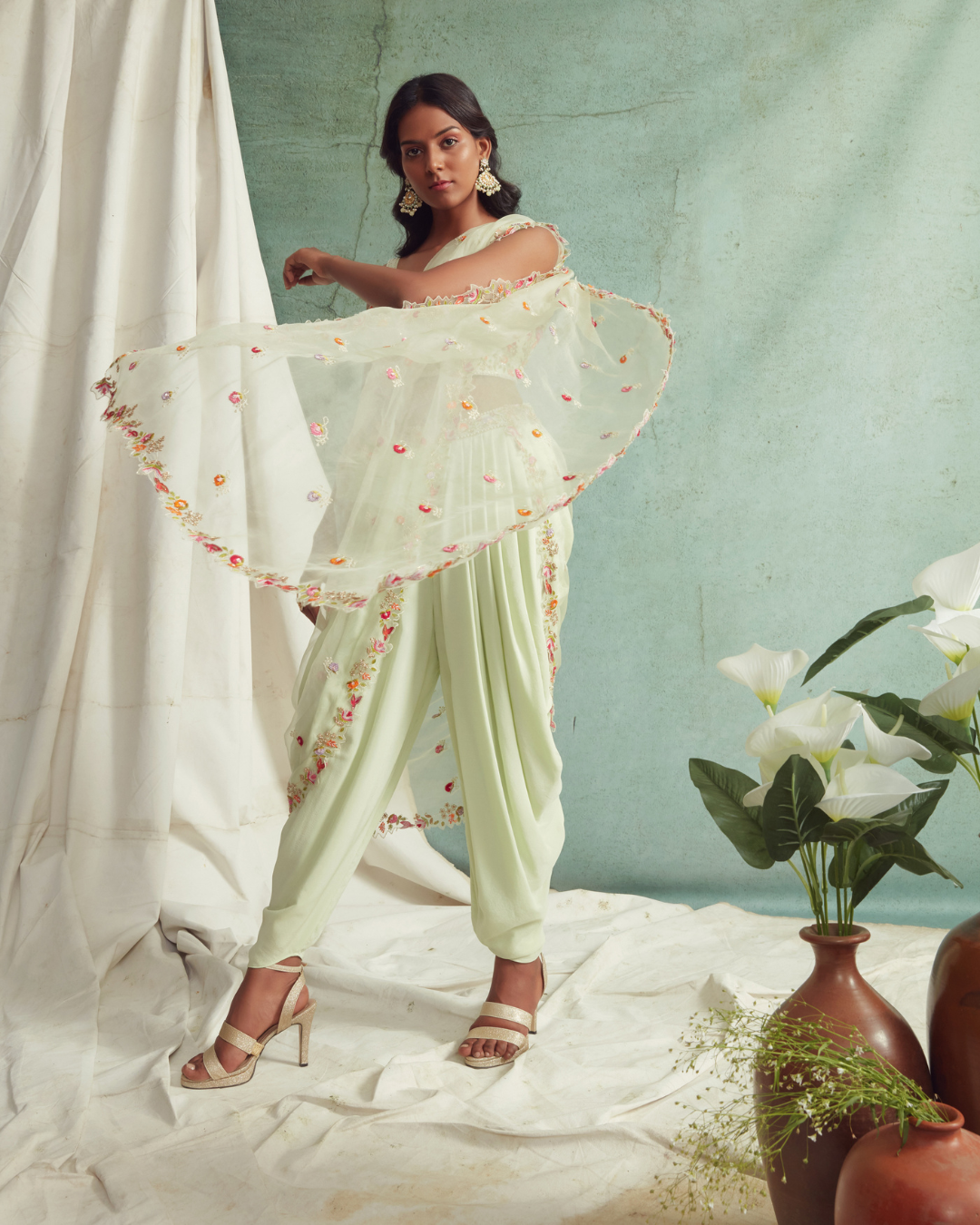 Priyanka Jain - Dhoti Pants With Crop Top And Dupatta From Love Of Tomorrow