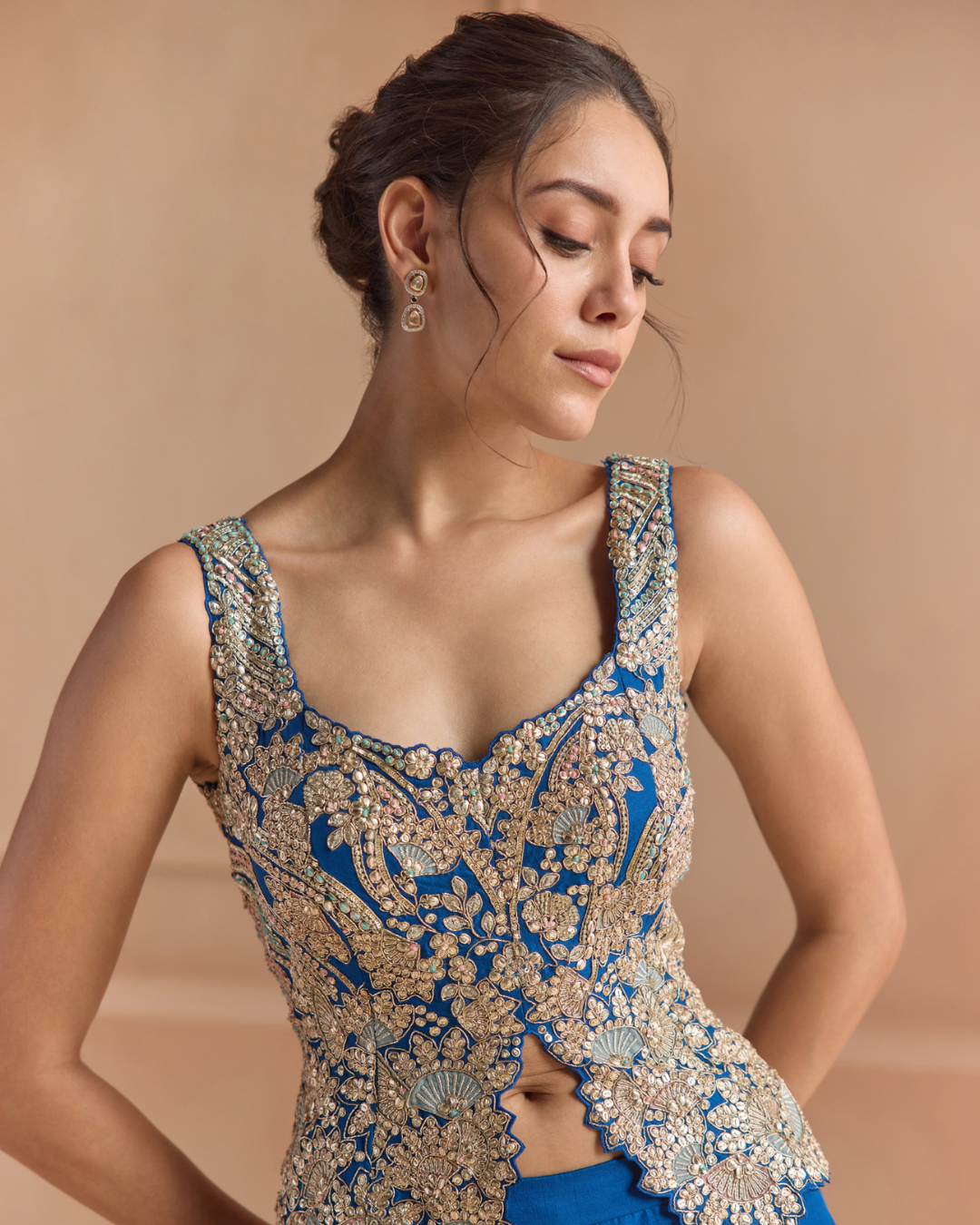 Osaa By Adarsh - Jade Blue Embroidered Top & Garara Set From Off The Record