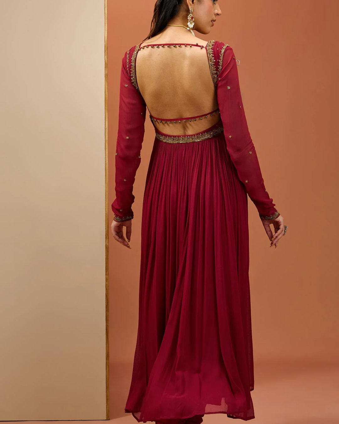 Esha Koul - Mehroon Anarkali Set From Noor