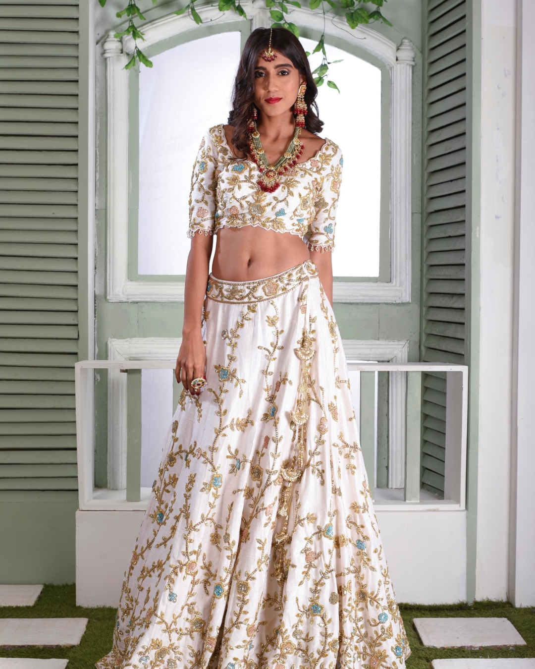 Isa by Dolly Wahal - Debby Ivory & Gold Lehenga From Bridal