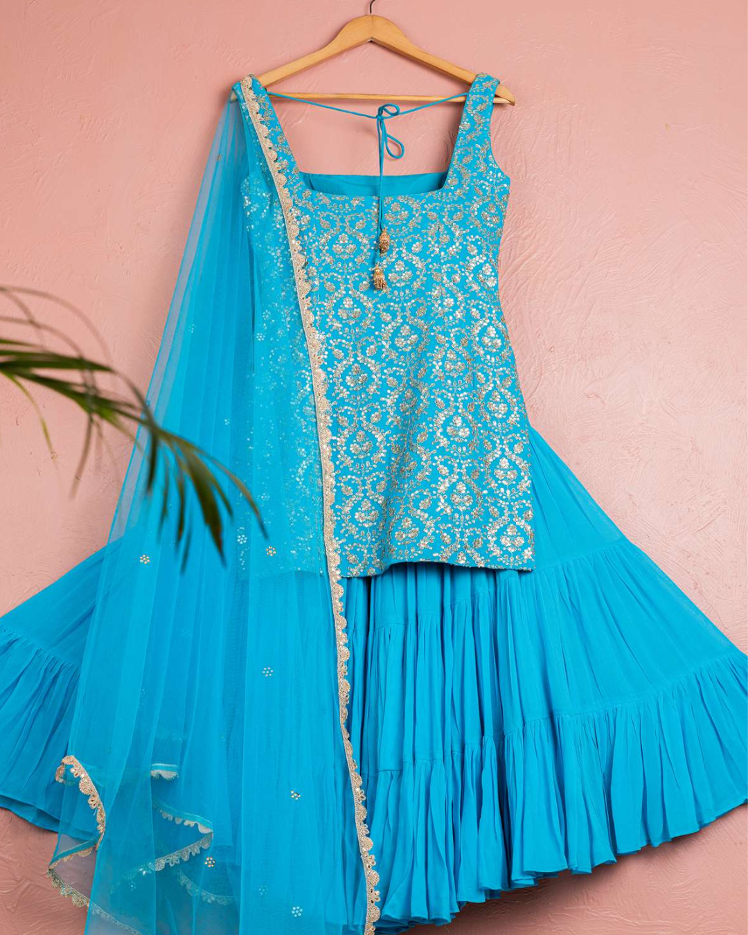 Anisha Shetty - Capri Blue Sequin Sharara Set