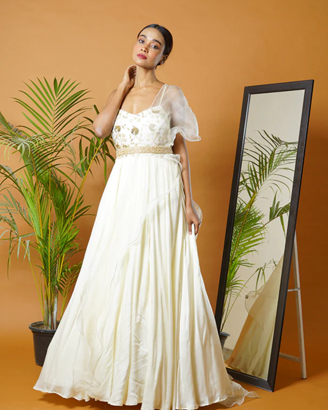 Sonali Bansal - Off white anarkali with waistbelt and ruffle dupatta From Fiza