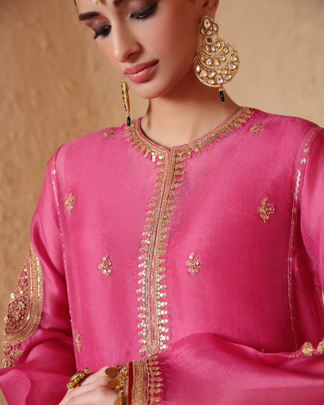 Niti Bothra - Mehrang Pink Short Pheran Kurta Set