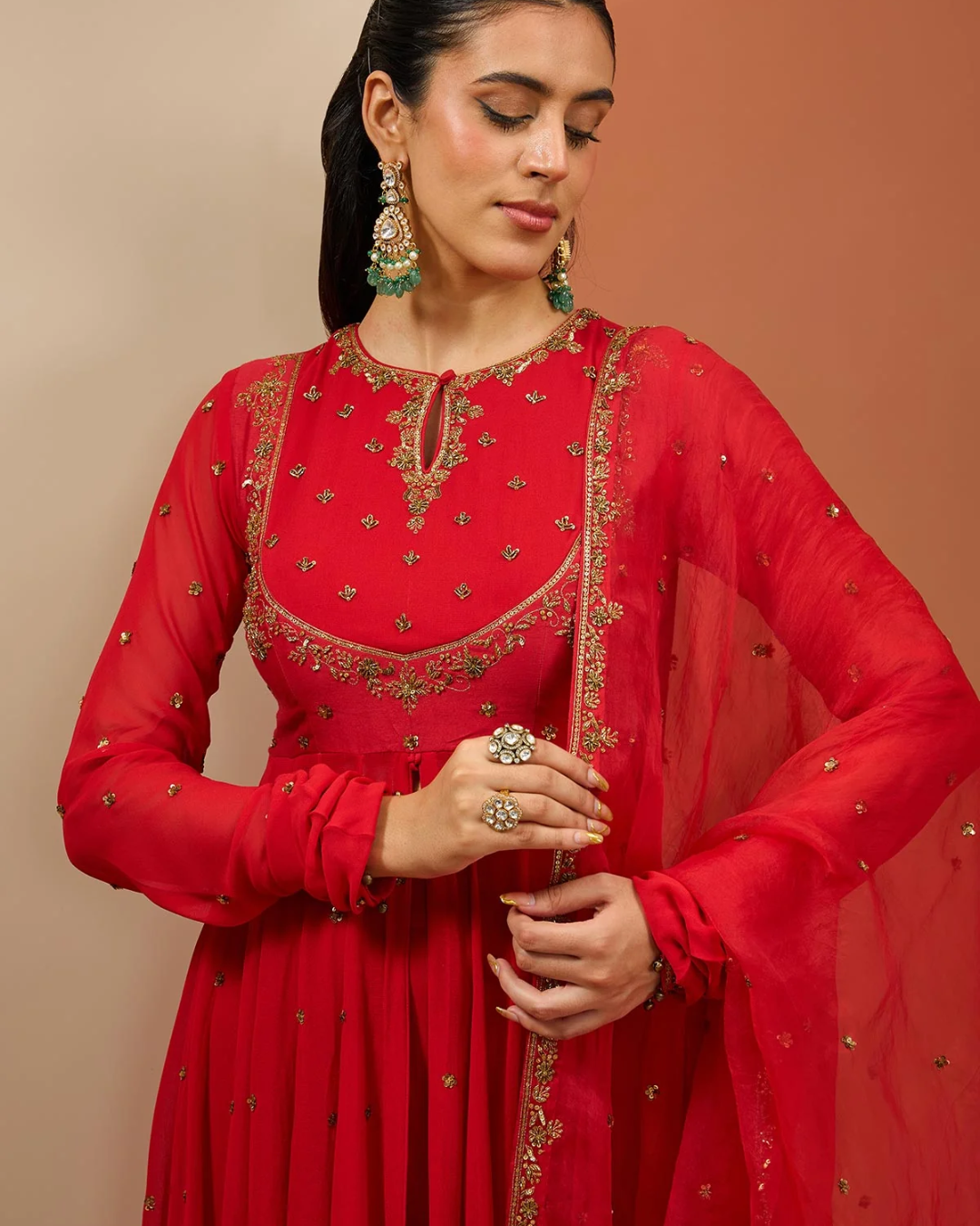 Esha Koul - Red Anarkali Set From Noor
