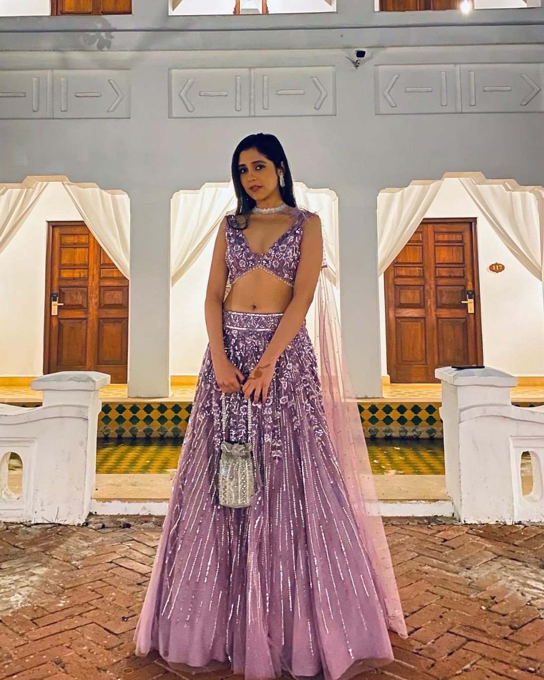 Isa by Dolly Wahal - Lavender Floral Lehenga From Athena