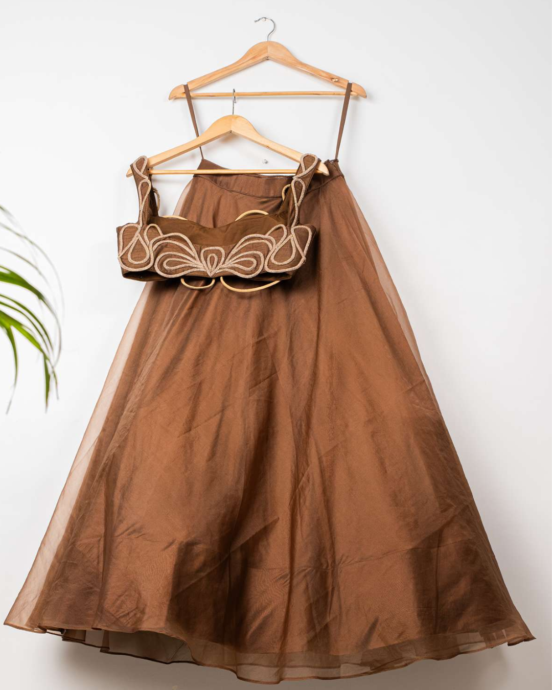 Anisha Shetty - Brown Lehenga With Corded  Blouse & Organza Dupatta