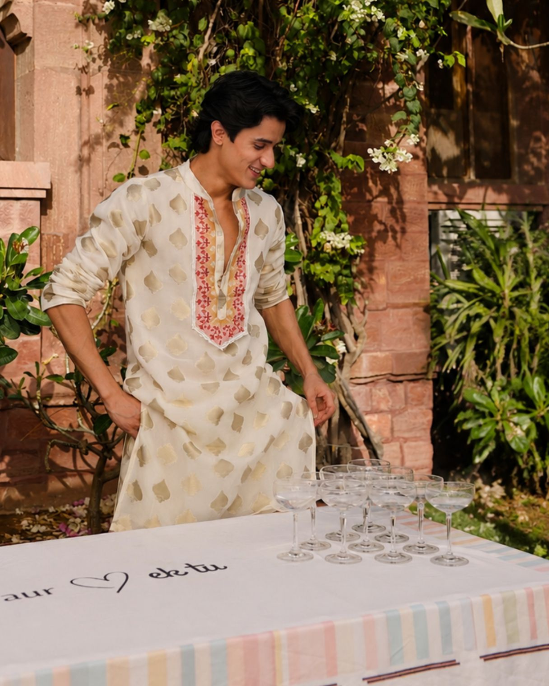 Rishi and Vibhuti - Ivory Nawab Kurta From Ek Main Aur Ek Tu