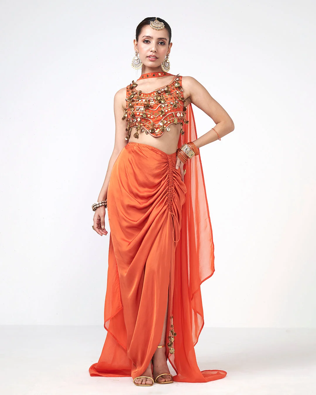 Rishi and Vibhuti - Ghungroo Drape Set From Gulon Ke Rang