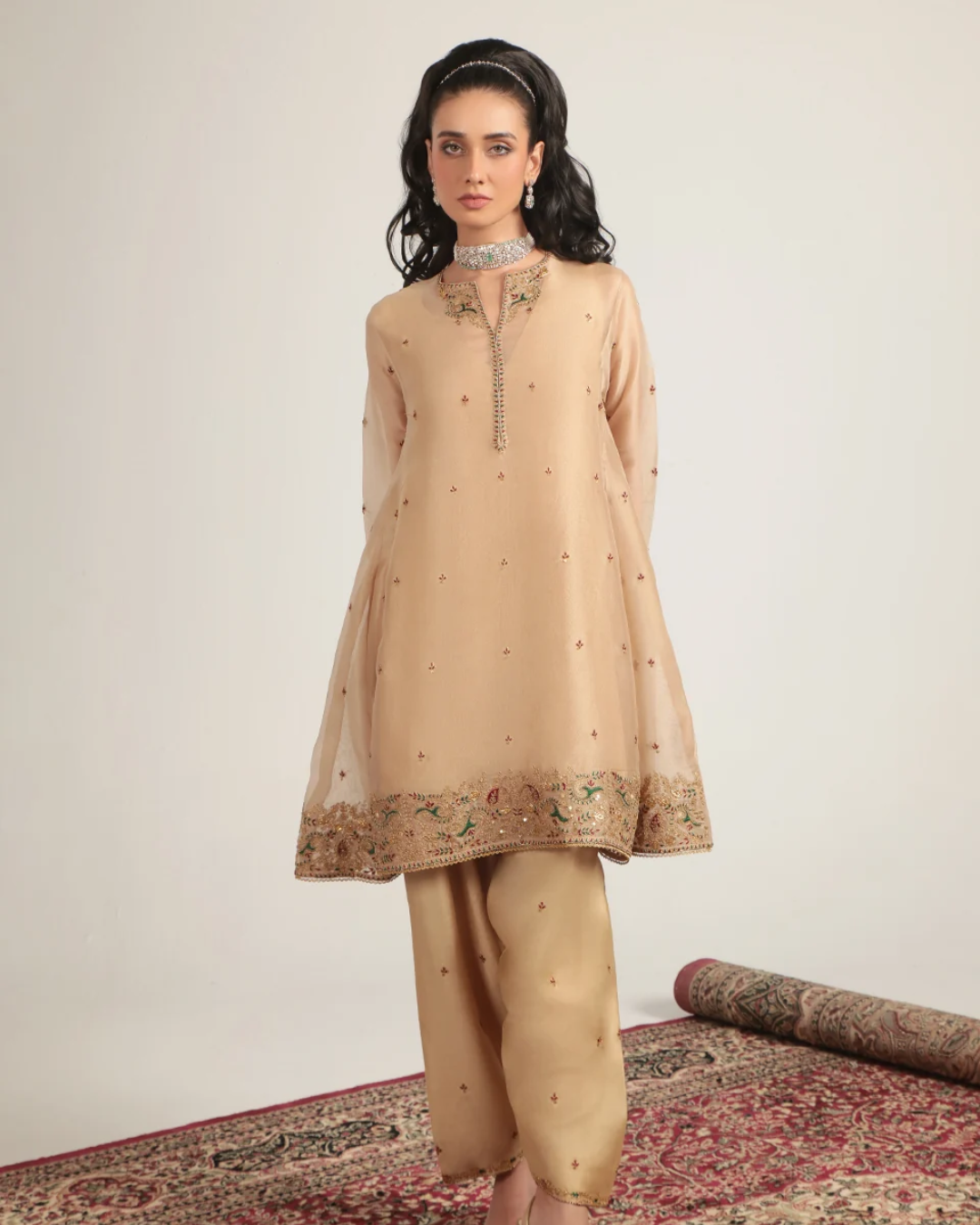 Niti Bothra - Zar-Rang Ivory Short Pheran Kurta Set