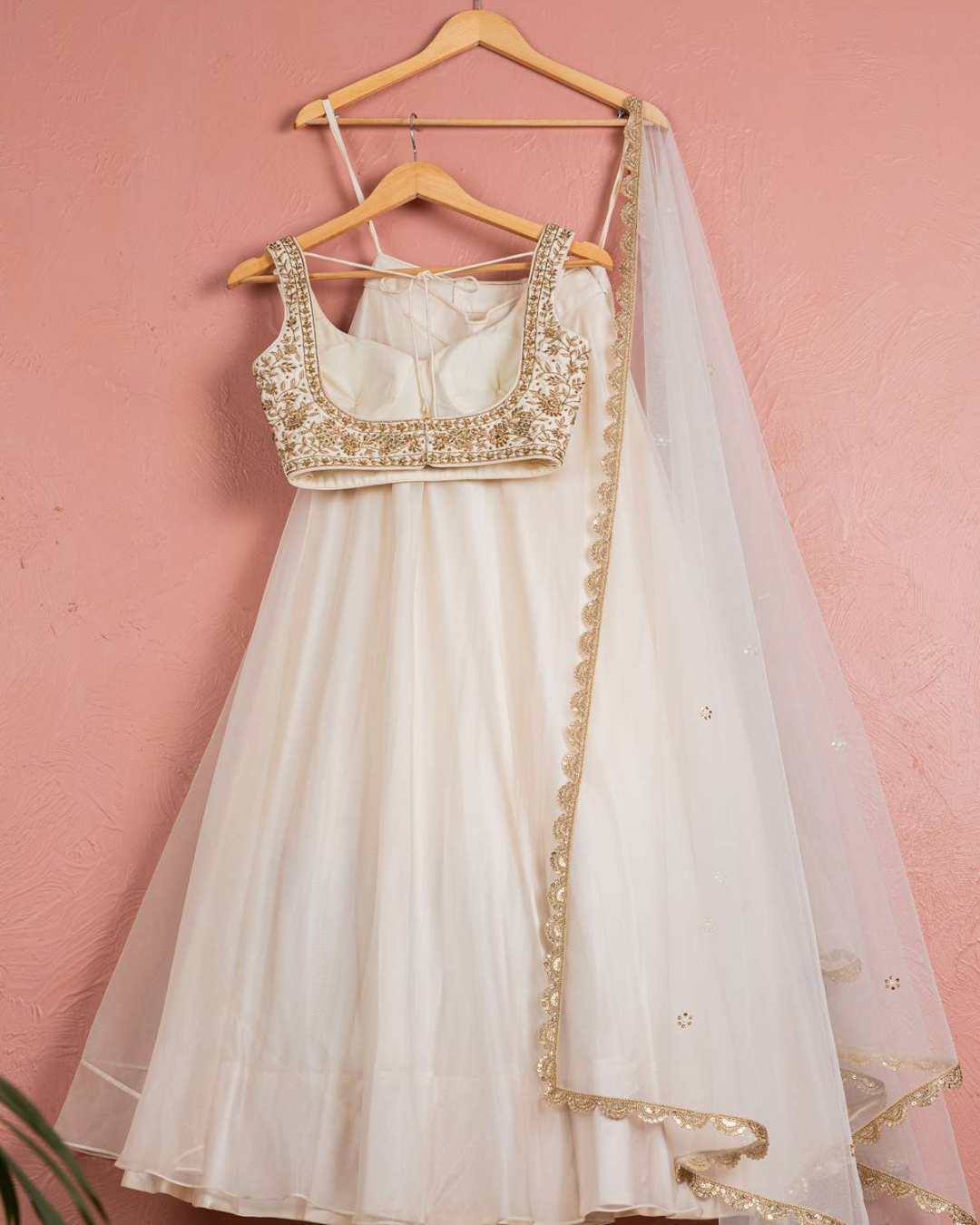 Anisha Shetty - Moonlight & Gold Embroidered Blouse & Organza Lehenga Set