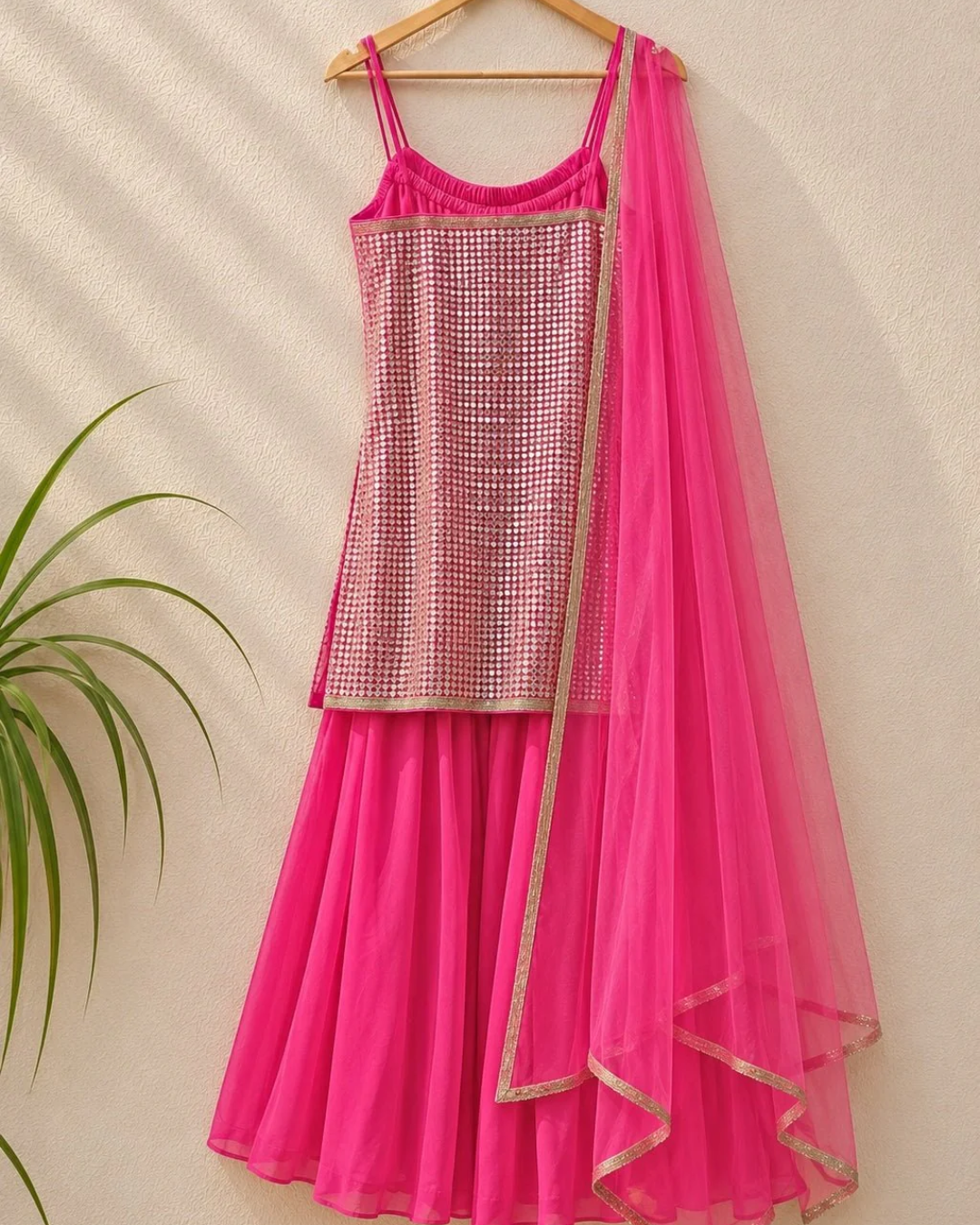 Anisha Shetty - Hot Pink Sharara Set