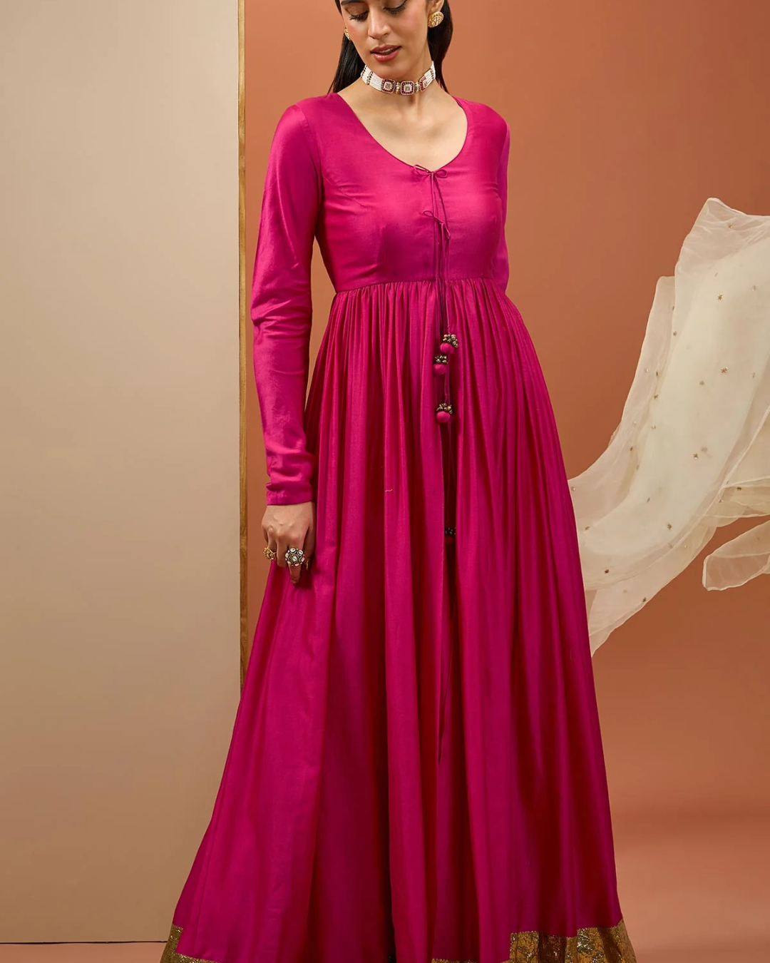 Esha Koul - Hot Pink Lampi Anarkali Set From Noor