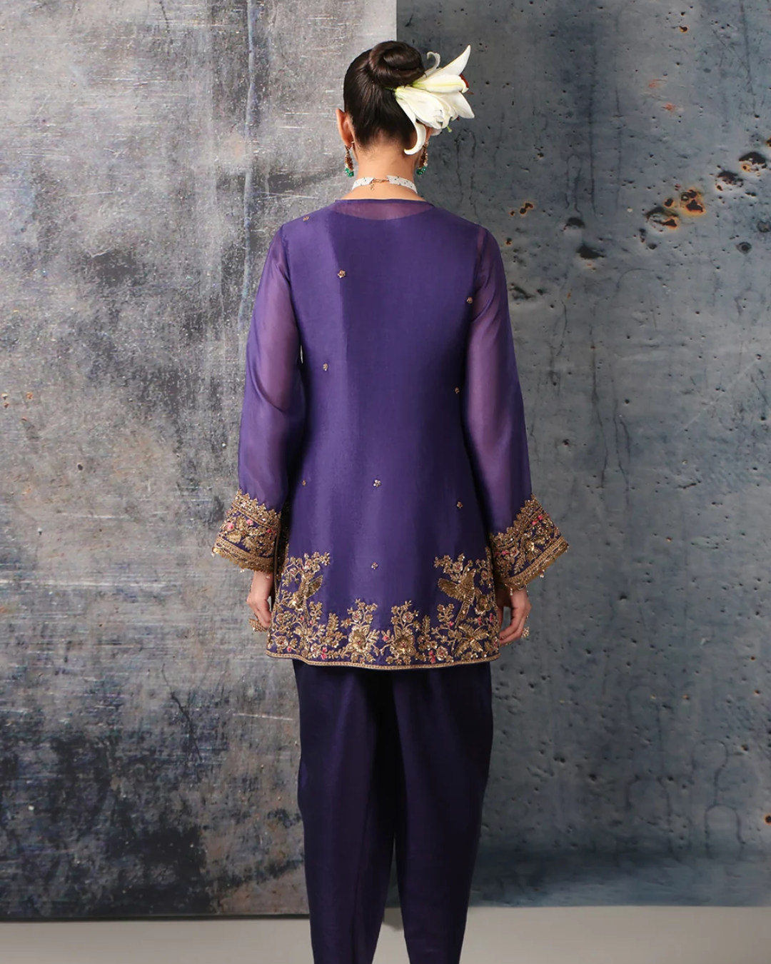 Niti Bothra - Zar-Rang Purple Heavy Short Kurta Set