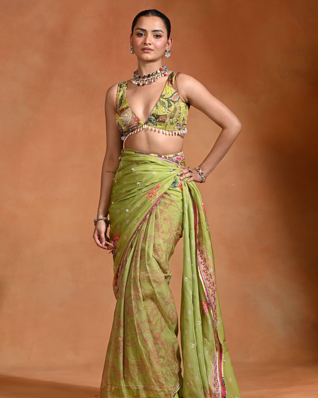 Rishi and Vibhuti - Brat Floral Saree From Ek Main Aur Ek Tu